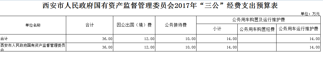 2017年“三公”经费支出预算表